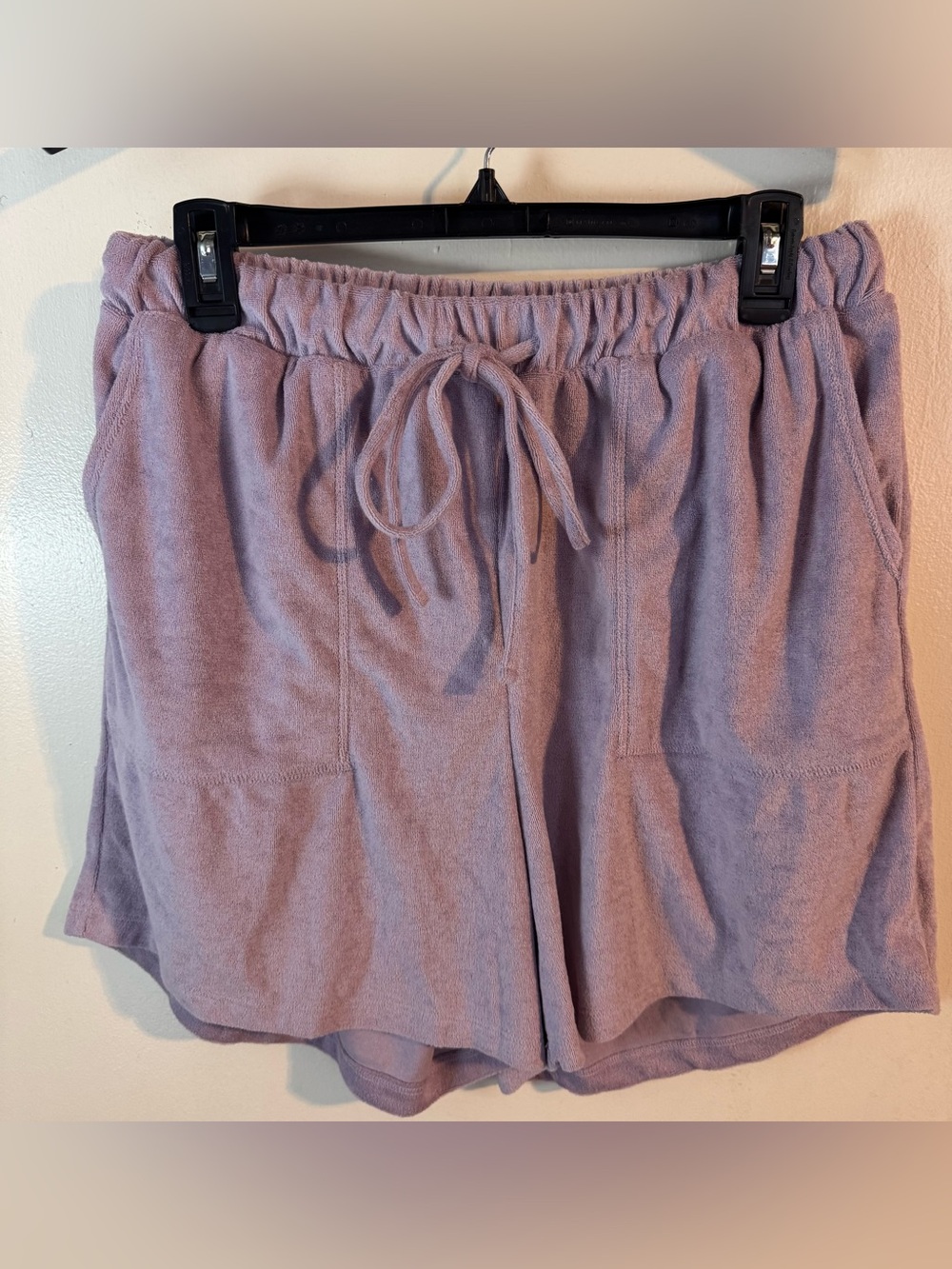 Zenana Outfitters Very Light Purple Terry Drawstring Lounge Shorts